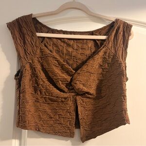 SHEIN Brown Textured Crop Top